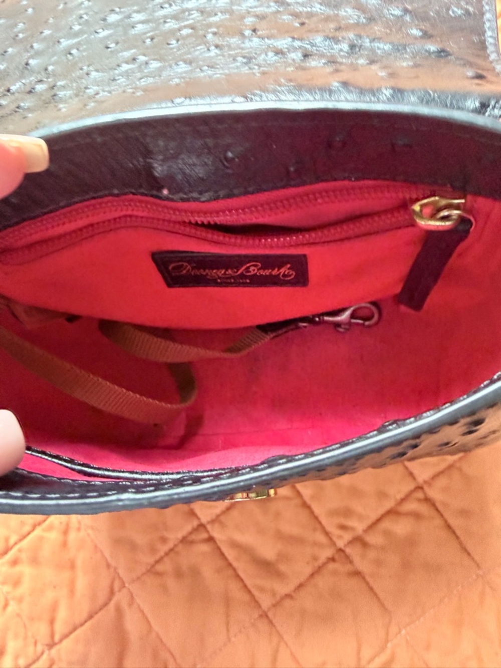 Dooney & Bourke Black Ostrich-Embossed Flap Crossbody with Gold Hardware - Picture 5 of 7